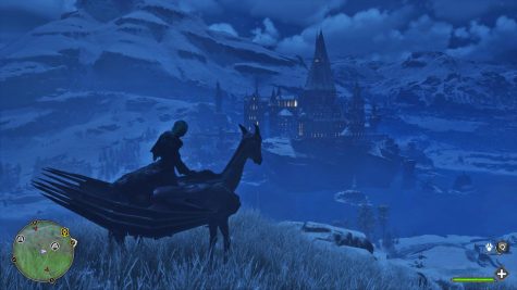 Heather Sherrills Ravenclaw character rides the Thestral into the school in the new Howards Legacy game. The Thestral is only available in the DLC pack.