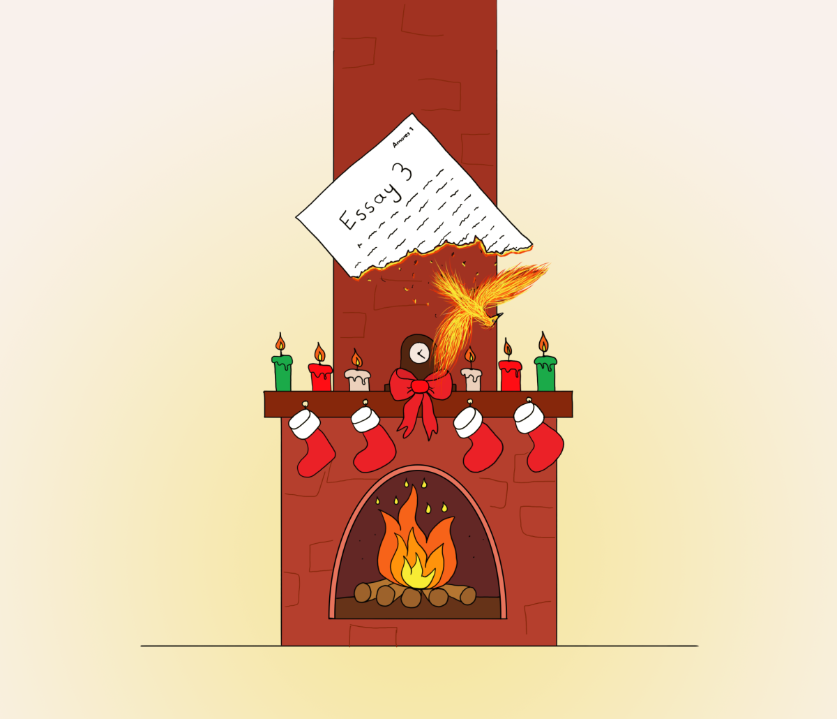 Fanning the flames of a Christmas fireplace