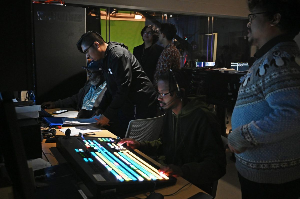 Video technology students prepare for their live show OSN Network. 