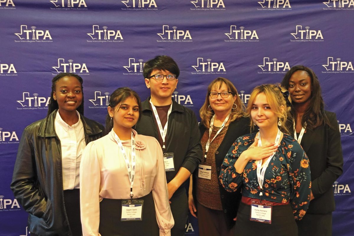 From left to right, Haruchemwi Gumbo, Gaytri Saini, Ti-ying Li, Adviser, Margaret Fullwood, Hailey Romero and Mpigue Ibo participate in the TIPA convention.
