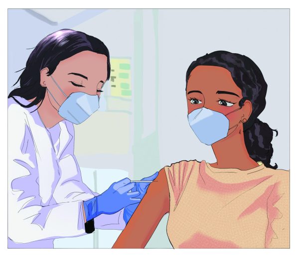 Patient receives a measles vaccine.