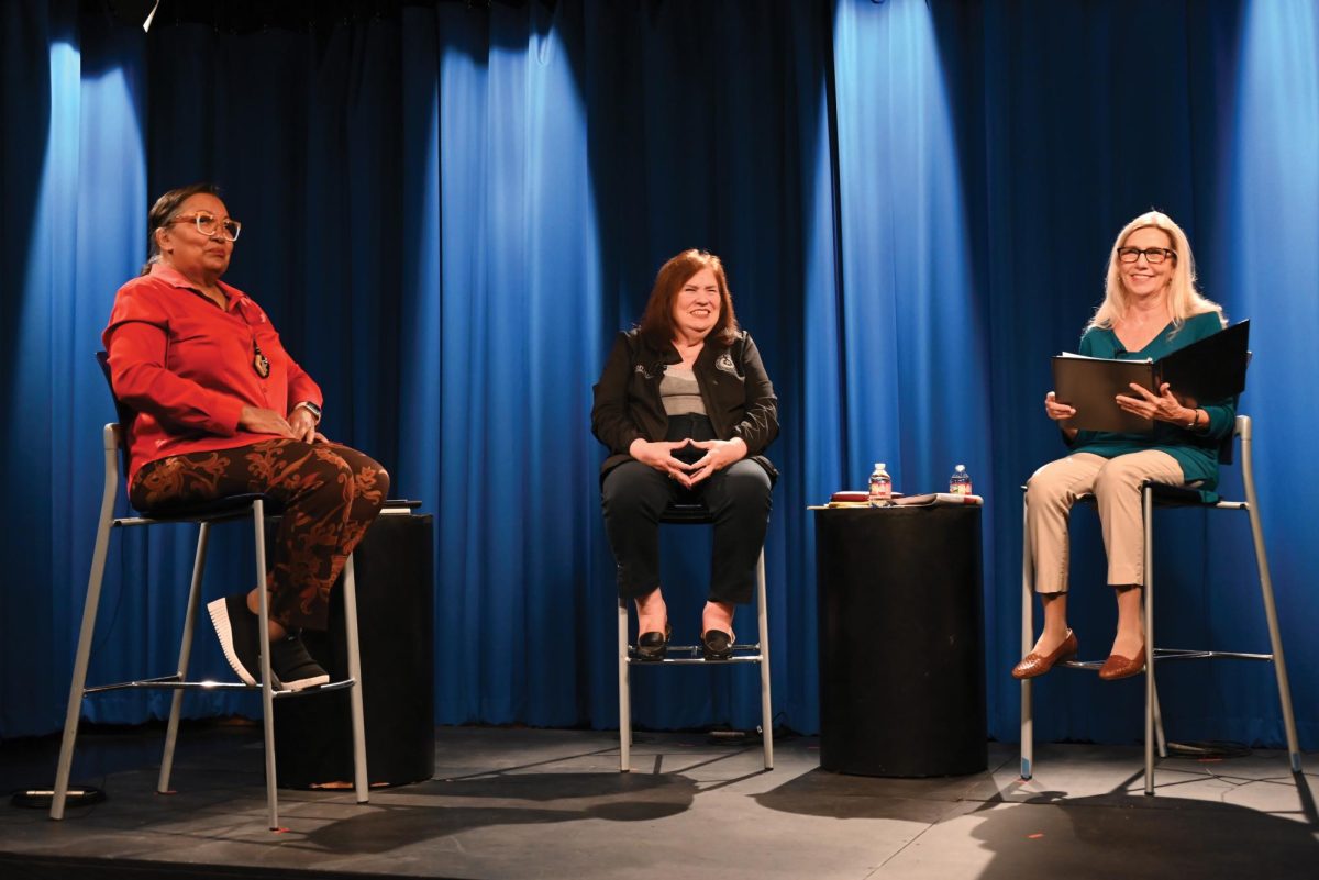 Cathy Whiteman, Rep. Terry Meza and Dr. Alice Owen discuss proposed amendments to the Texas Constitution.