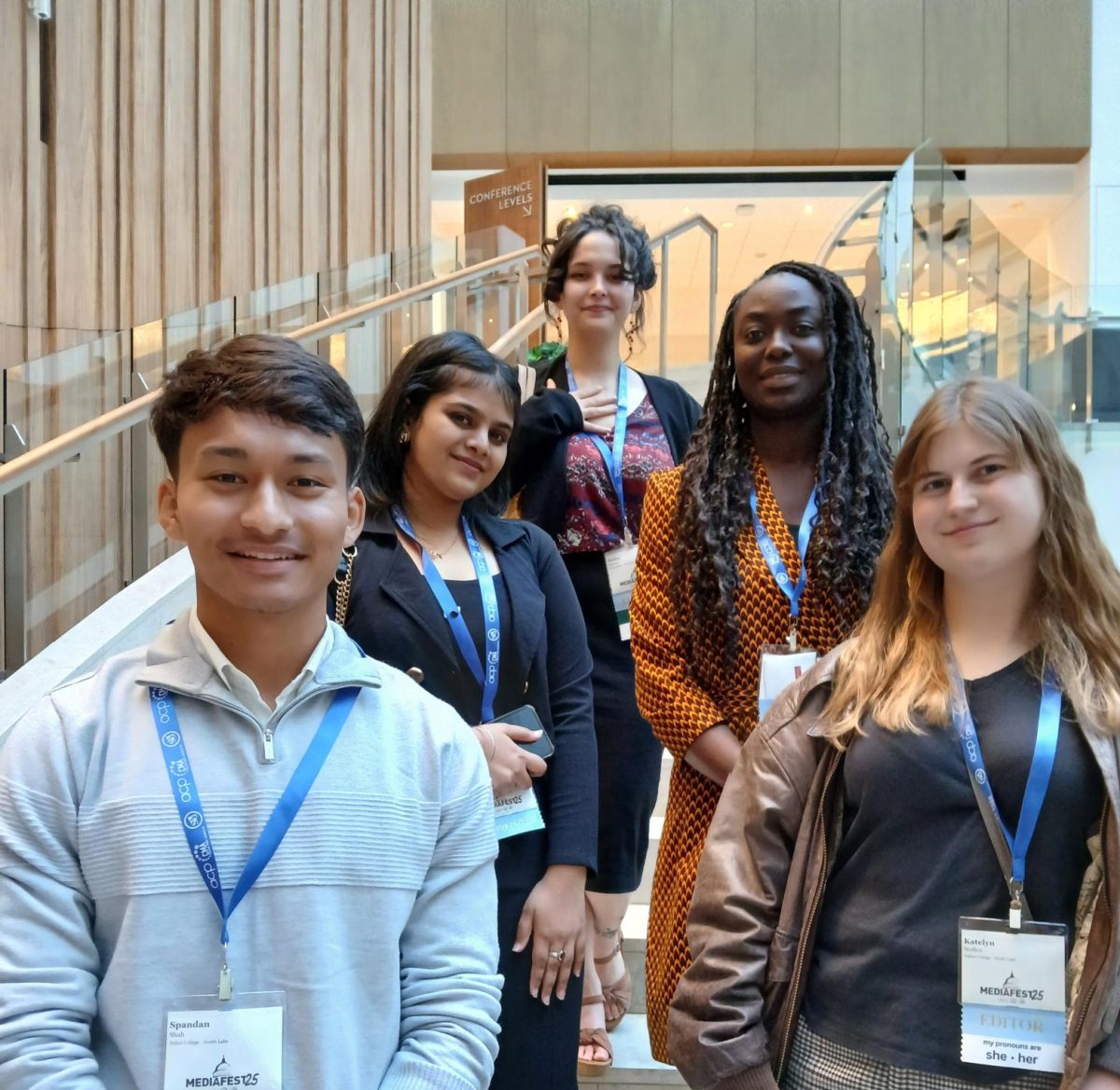 From left to rgiht: Spandan Shah, Gaytri Saini, Hailey Romero, Mpigue Ibo and Katelyn Steffen participate in the MediaFest convention in Washington D.C.