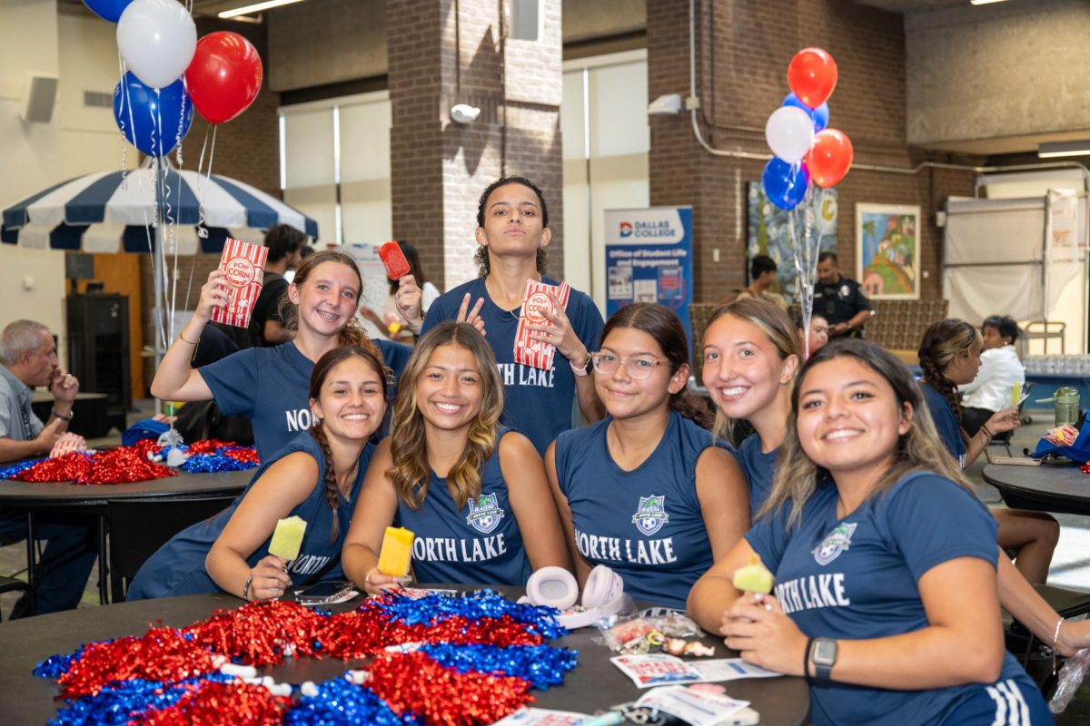 North Lake soccer team members Kayli Roberts, Beatriz Matos, Anajulia Cortes, Jaelyn Gonzalez, Alyssa Castillo, Berlin Laird, Danielle Hernandez join the festivities at the 'Smart Start' pep rally in student life. 