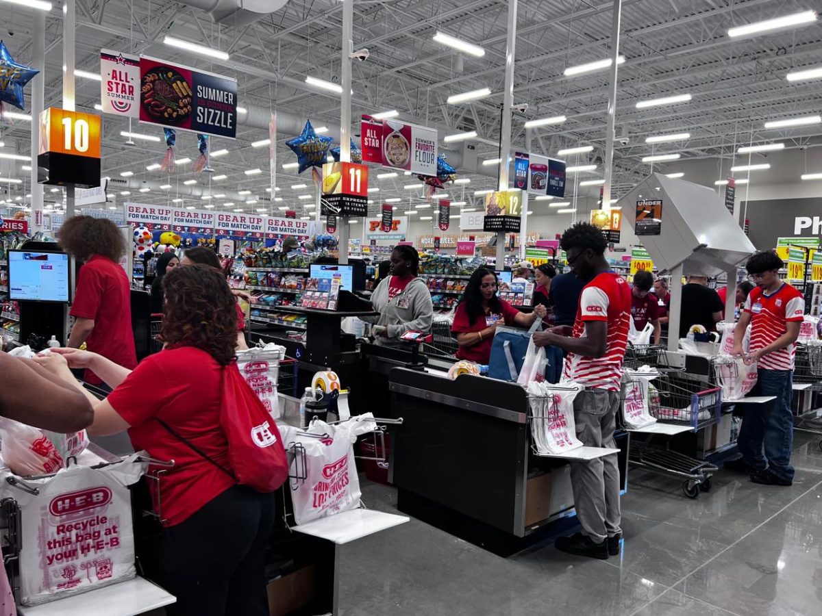 Employees at the check out counters